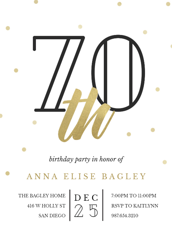 Golden Age 70 - Birthday Invitation Template (Free)